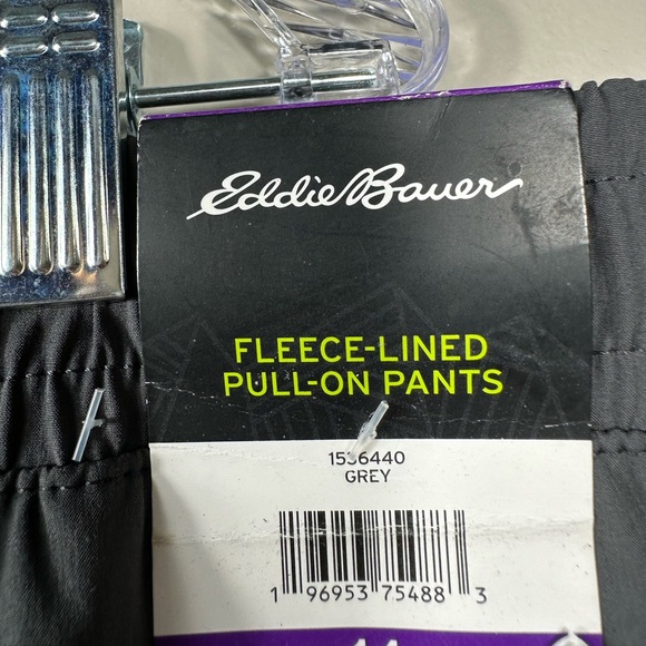 NWT Eddie Bauer Women's Stretch Fleece Lined Polar Pant Grey Plaid Size 14 - Picture 4 of 7